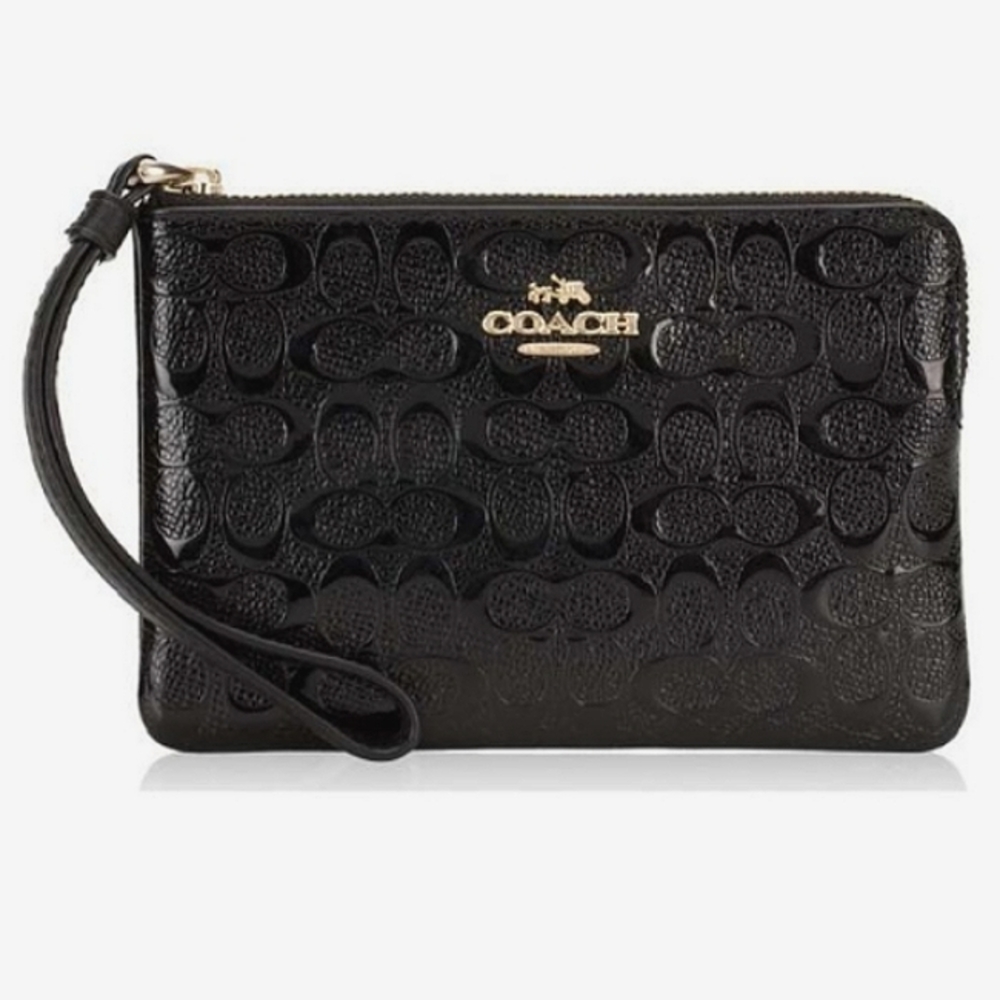 Coach Patent Leather Black/Gold Genuine Leather